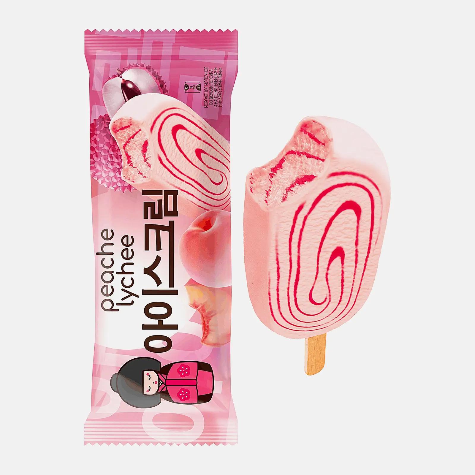 Изображение товара Мороженое Инмарко Пичи личи 57г молочное эскимо со вкусом персика