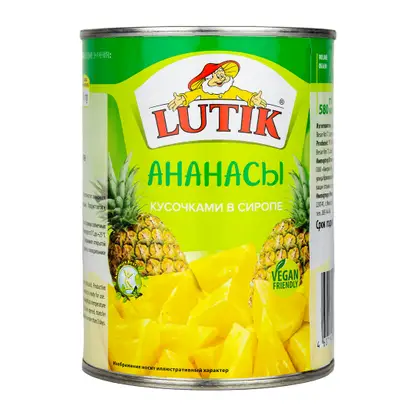 Изображение товара Кусочки ананаса в сиропе Lutik 580мл