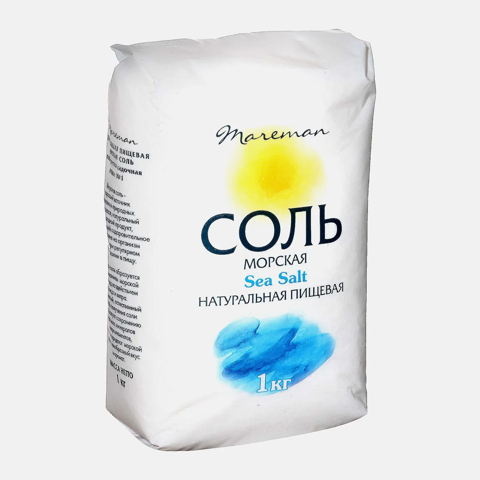 Изображение товара Морская соль Mareman средняя 1 кг для кухни и приготовления блюд