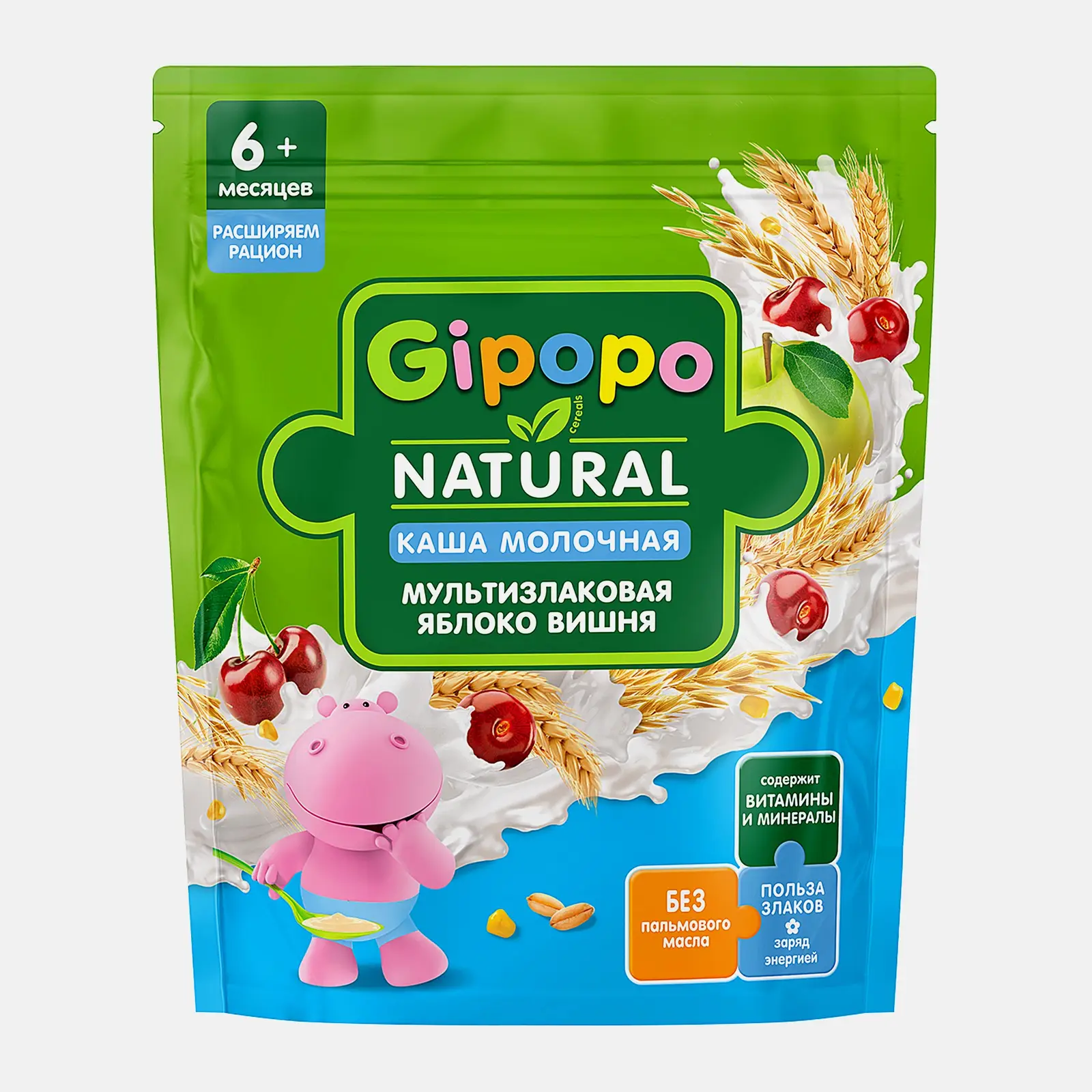Каша молочная мультизлаковая Яблоко-вишня Gipopo 170г Каша молочная мультизлаковая Яблоко-вишня Gipopo 170г