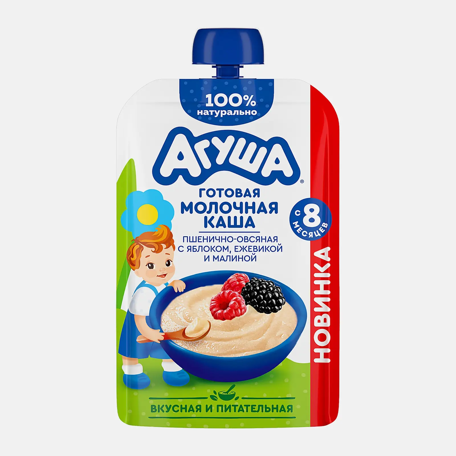 Изображение товара Каша пшенично-овсяная Агуша с яблоком и ягодами 100г