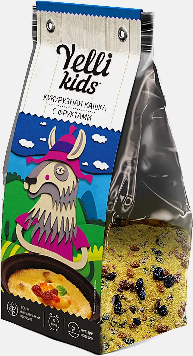 Рисовая кашка с кокосом/Кукурузная кашка с фруктами Yelli Kids 100/120г в ассортименте