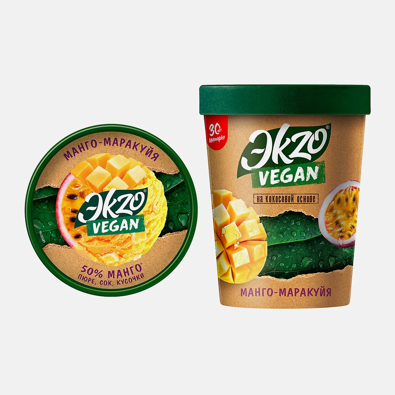 Замороженный десерт Манго-Маракуйя на кокосовой основе Экзо Vegan 270г