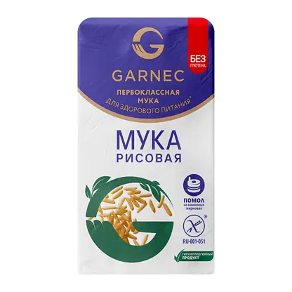 Изображение товара Мука Гарнец Рисовая без глютена 500г