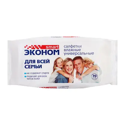 Изображение товара Салфетки влажые Эконом Smart для всей семьи 70шт