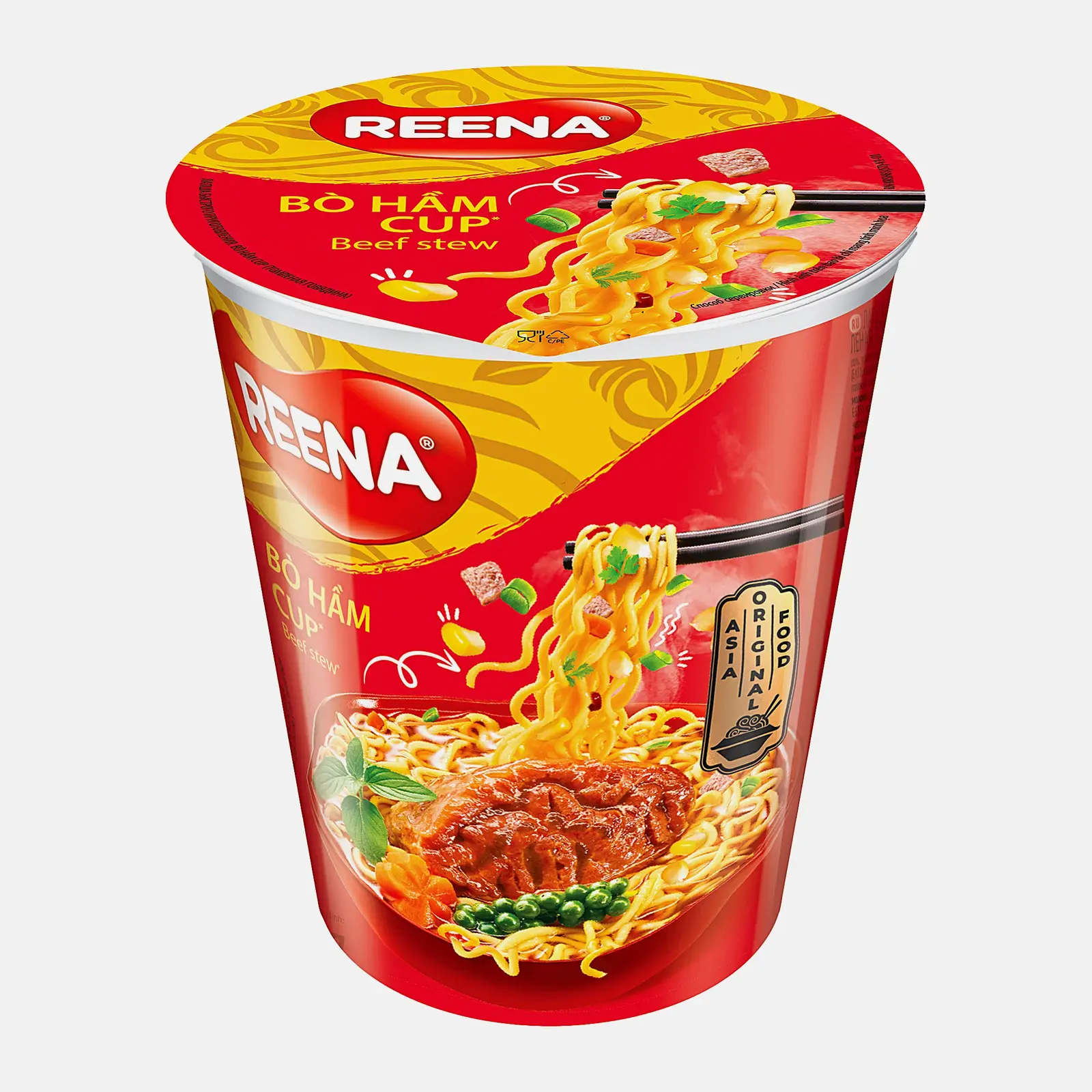 Изображение товара Лапша быстрого приготовления со вкусом Томленая говядина Reena 65г