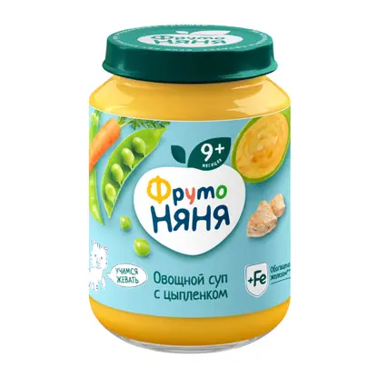 Изображение товара Овощной суп с цыпленком с 9 месяцев Фрутоняня 190г