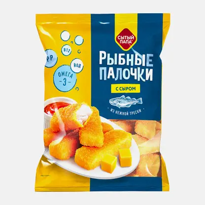 Рыбные палочки Сытый папа тресковые с сыром 375г