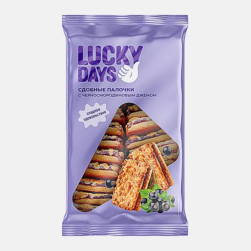 Сдобные палочки с джемом из черной смородины Lucky Days 308г