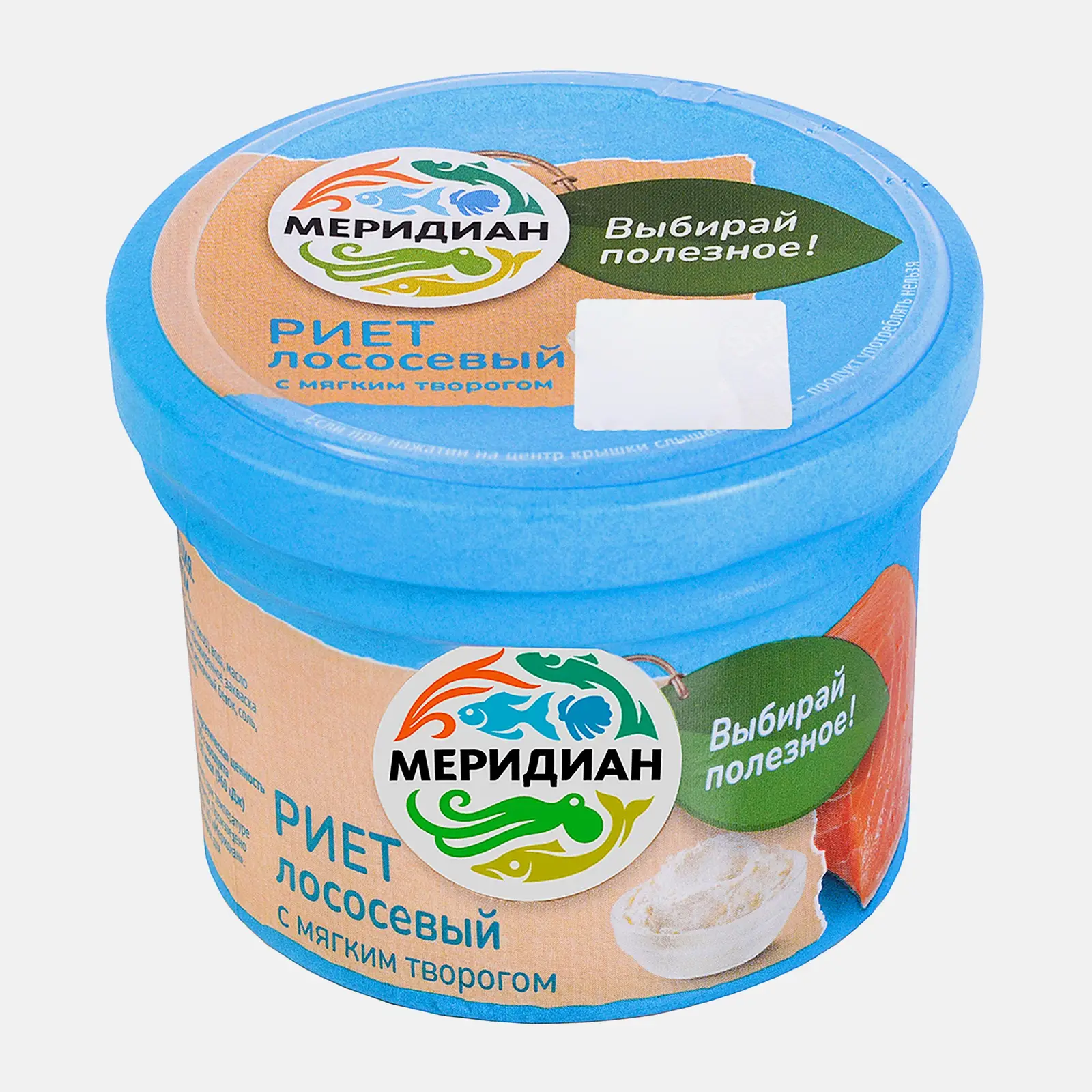 Изображение товара Риет из лосося Меридиан с мягким творогом 100 г натуральный деликатес