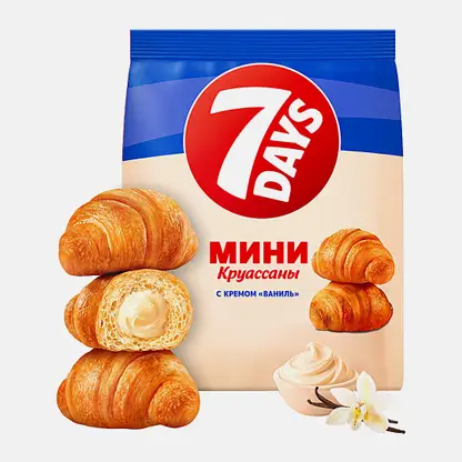 Мини-круассаны со вкусом ваниль 7 Days 123г