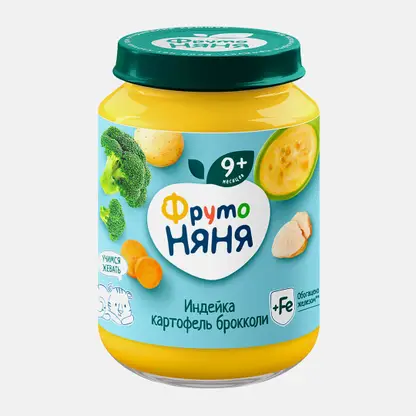 Пюре детское со вкусом Индейка-картофель-овощи с 9 месяцев Фрутоняня 190г