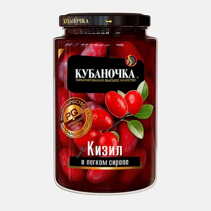 Кизил в легком сиропе Кубаночка 540г