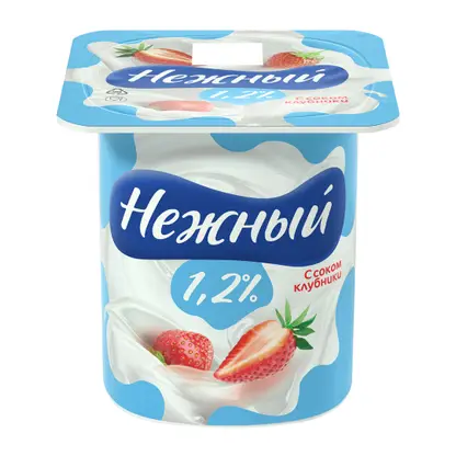 Изображение товара Продукт йогуртный Campina Нежный с соком клубники 1.2% 100г