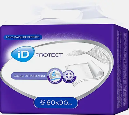 Пеленки одноразовые впитывающие iD Protect Disposable underpads 60х90см 30шт
