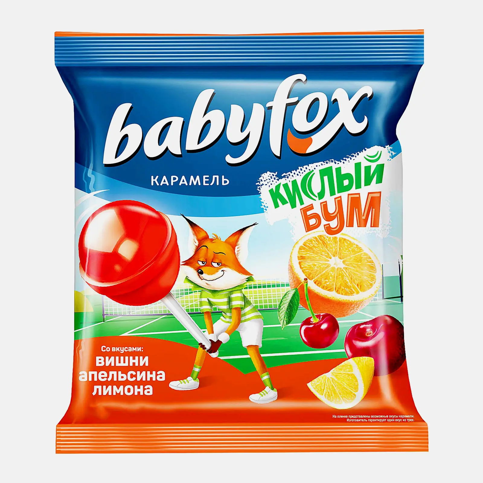 Изображение товара Карамель на палочке кислая ассорти Babyfox 113г - яркие кисло-сладкие леденцы