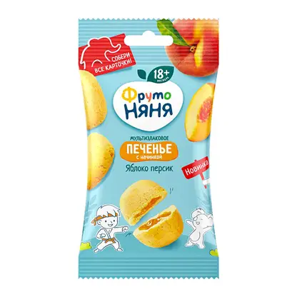 Изображение товара Печенье с начинкой яблоко-персик Фрутоняня 50г