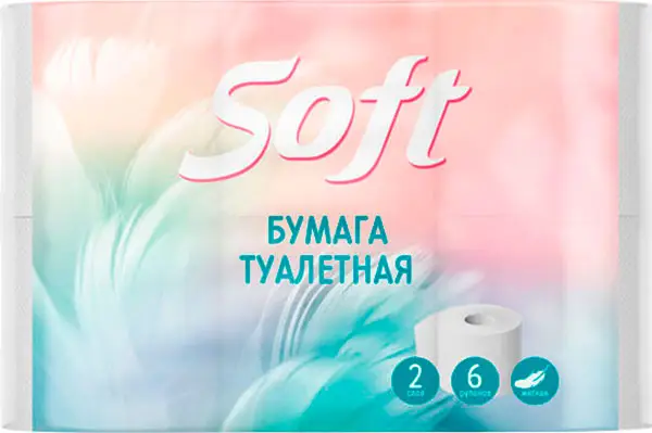 Изображение товара Туалетная бумага Soft 2 слоя 6 рулонов без ароматизаторов