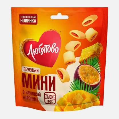 Печенье сдобное мини с начинкой из тропических фруктов Любятово 79г