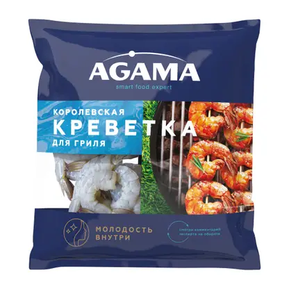 Изображение товара Креветка Agama Королевская для гриля очищенная свежемороженая 400г