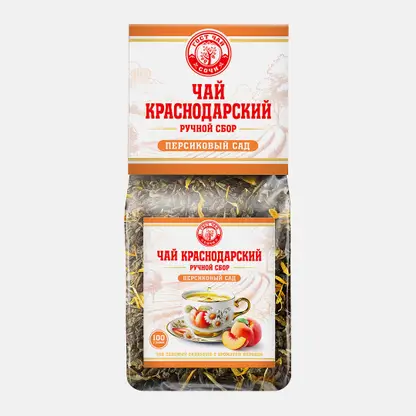 Чай зеленый Краснодарский Гост Ручной сбор Персиковый сад 100г