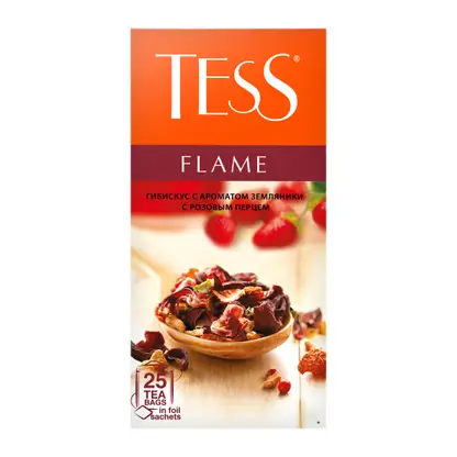 Изображение товара Чайный напиток Tess Flame Гибискус с ароматом земляники и розовым перцем 25 пакетов