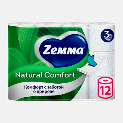 Туалетная бумага Natural Comfort Zemma 12 рулонов 3 слоя