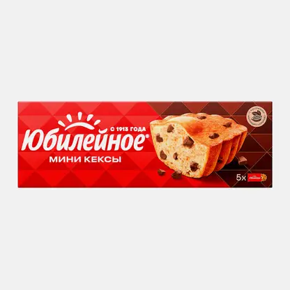 Мини-кексы с кусочками молочного шоколада Юбилейное 140г