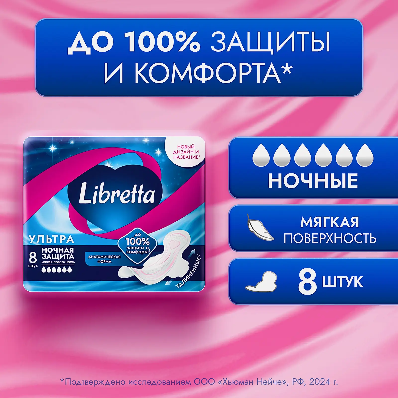 Гигиенические прокладки Ультра ночные Libretta/Либресс 8шт