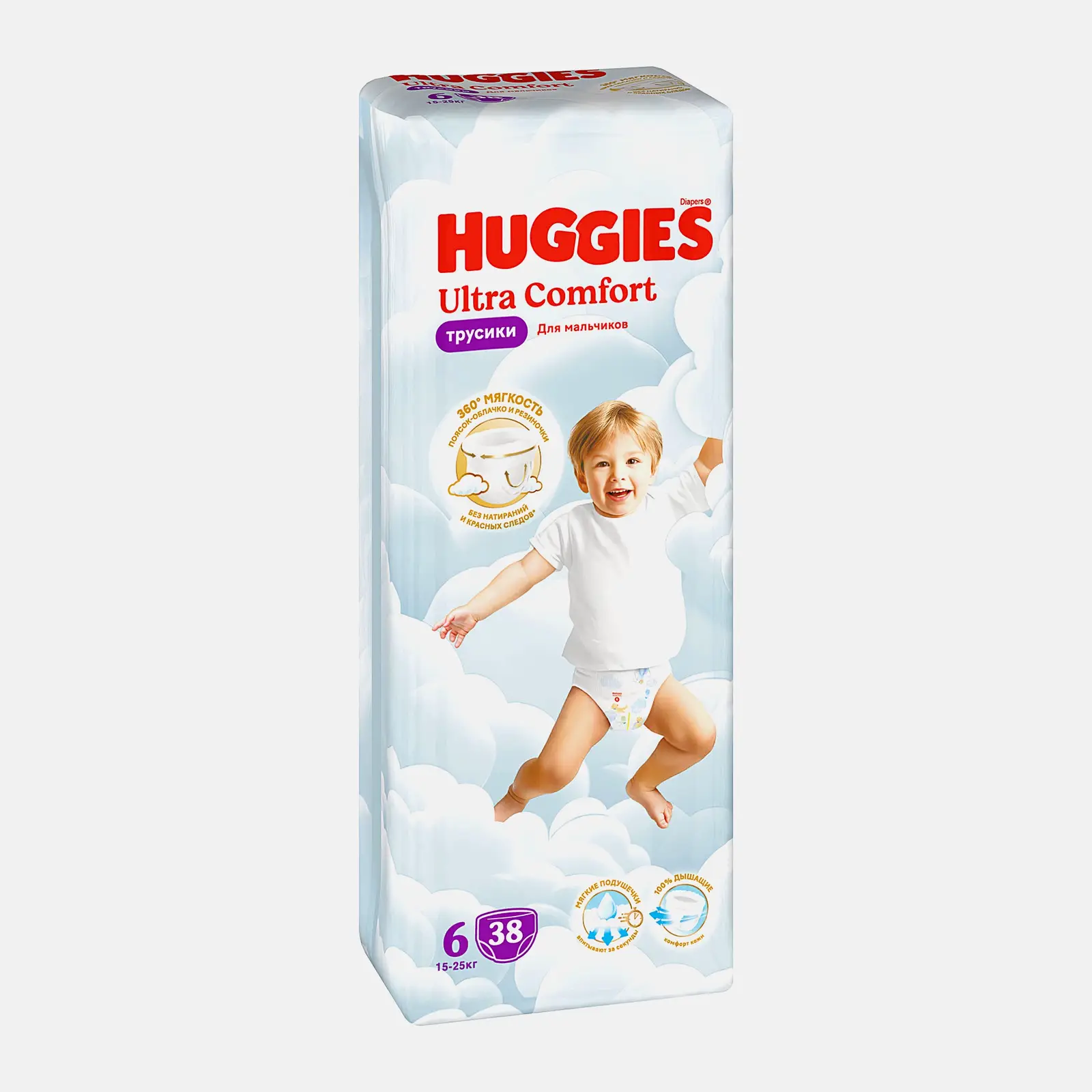 Подгузники-трусики для мальчиков №6 15-25кг Huggies Ultra Comfort 38шт - фото 2 Подгузники-трусики для мальчиков №6 15-25кг Huggies Ultra Comfort 38шт - фото 2
