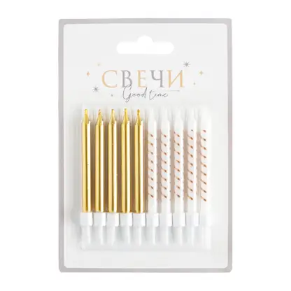 Изображение товара Свечи для торта Пакетико Party металлик 6.5см 10шт