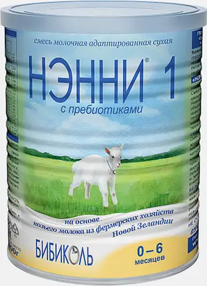 Сухая смесь 1 на основе козьего молока с пребиотиками 0-6 месяцев Нэнни 800г