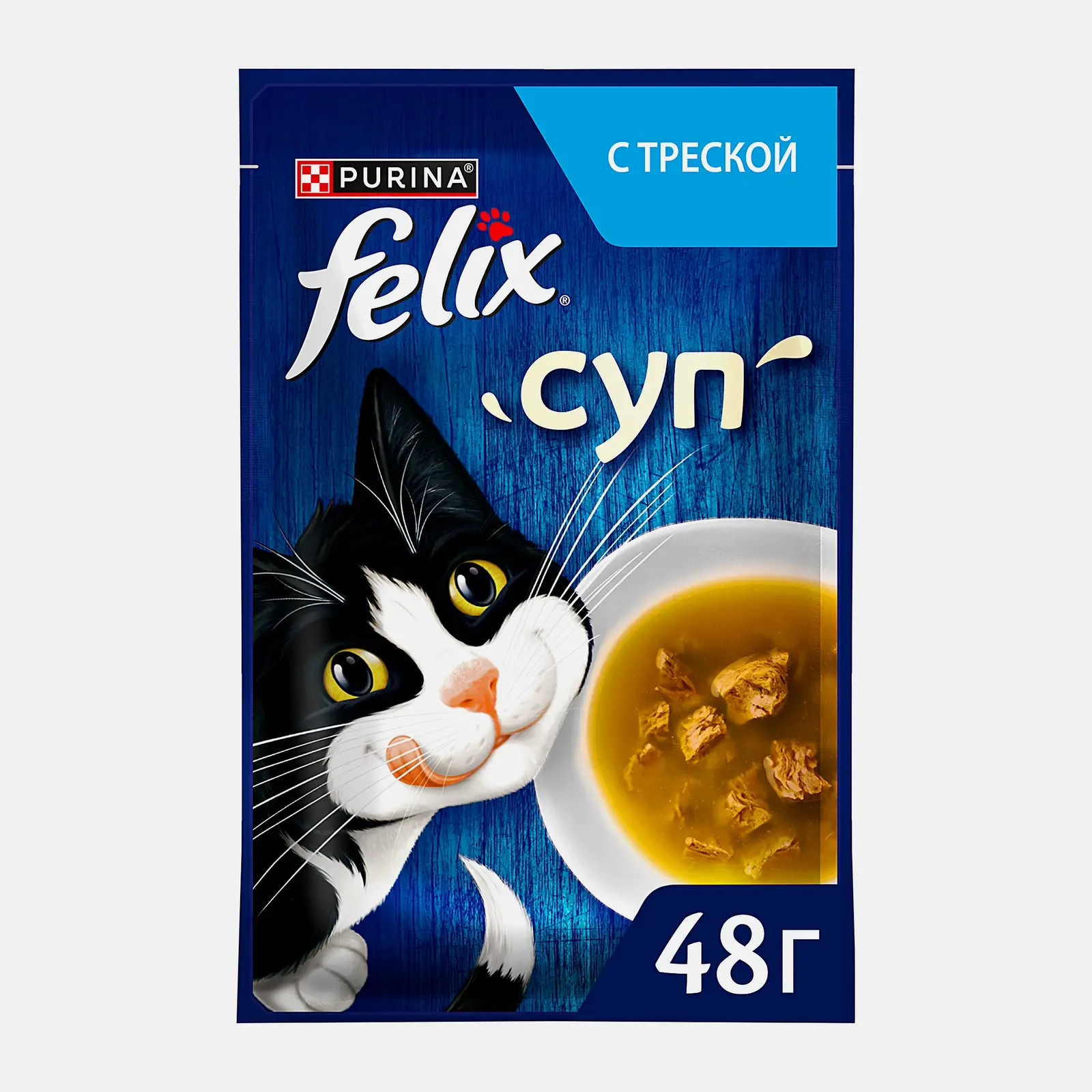 Влажный корм для кошек Felix Суп с треской 48г