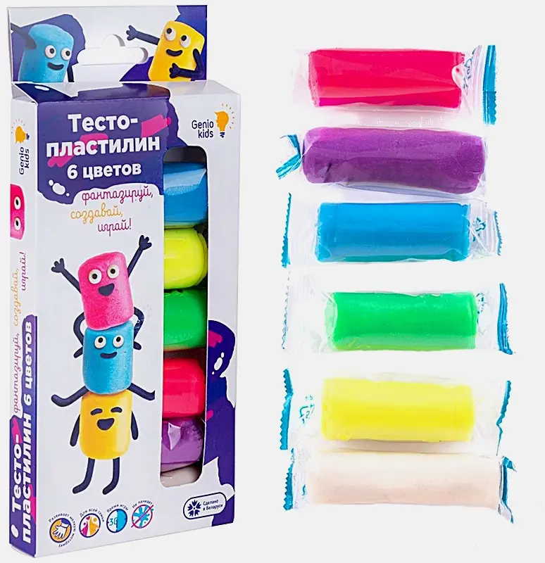 Тесто-пластилин Аспект Genio Kids 6 цветов с эффектами 180г 9*16.5*2см - фото 3