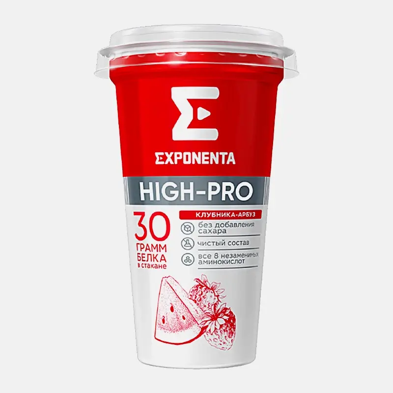 Напиток кисломолочный Exponenta High-Pro Клубника-арбуз высокобелковый обезжиренный 250г Напиток кисломолочный Exponenta High-Pro Клубника-арбуз высокобелковый обезжиренный 250г