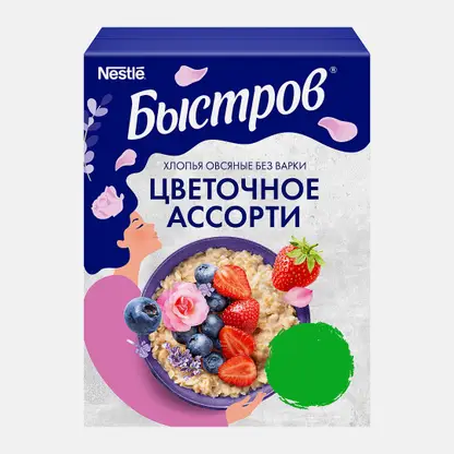 Хлопья овсяные клубника-роза-черника-лаванда Быстров 210г