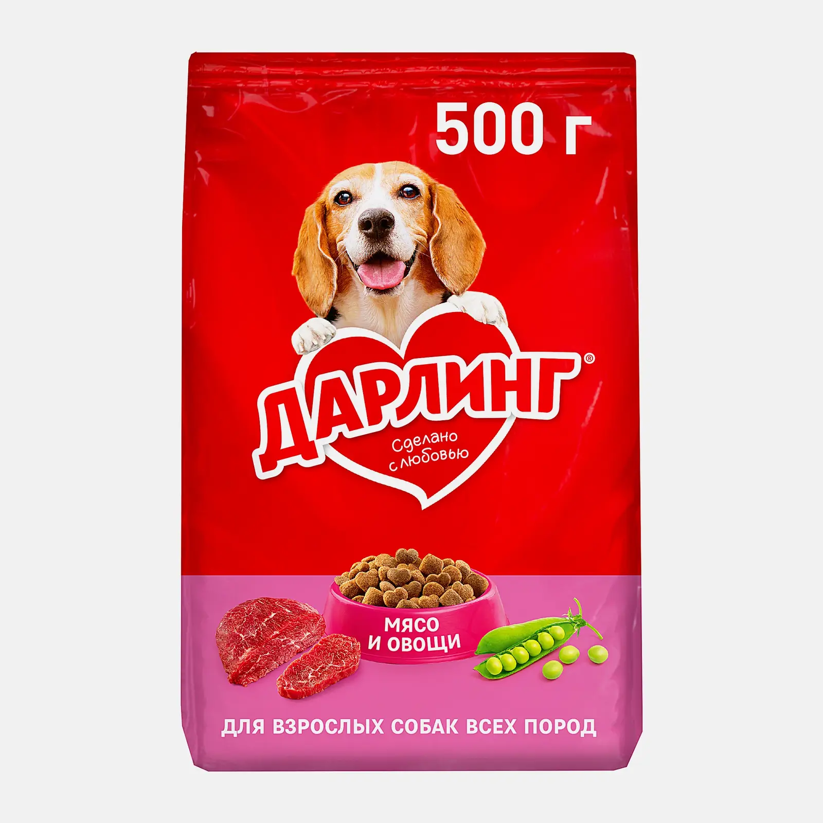 Сухой корм для собак с мясом и овощами Дарлинг 500г