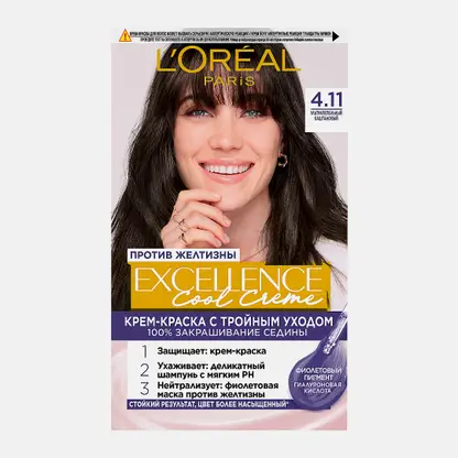 Стойкая крем-краска для волос L’Oréal Paris Excellence Cool Crème оттенок 4.11 Ультрапепельный каштановый