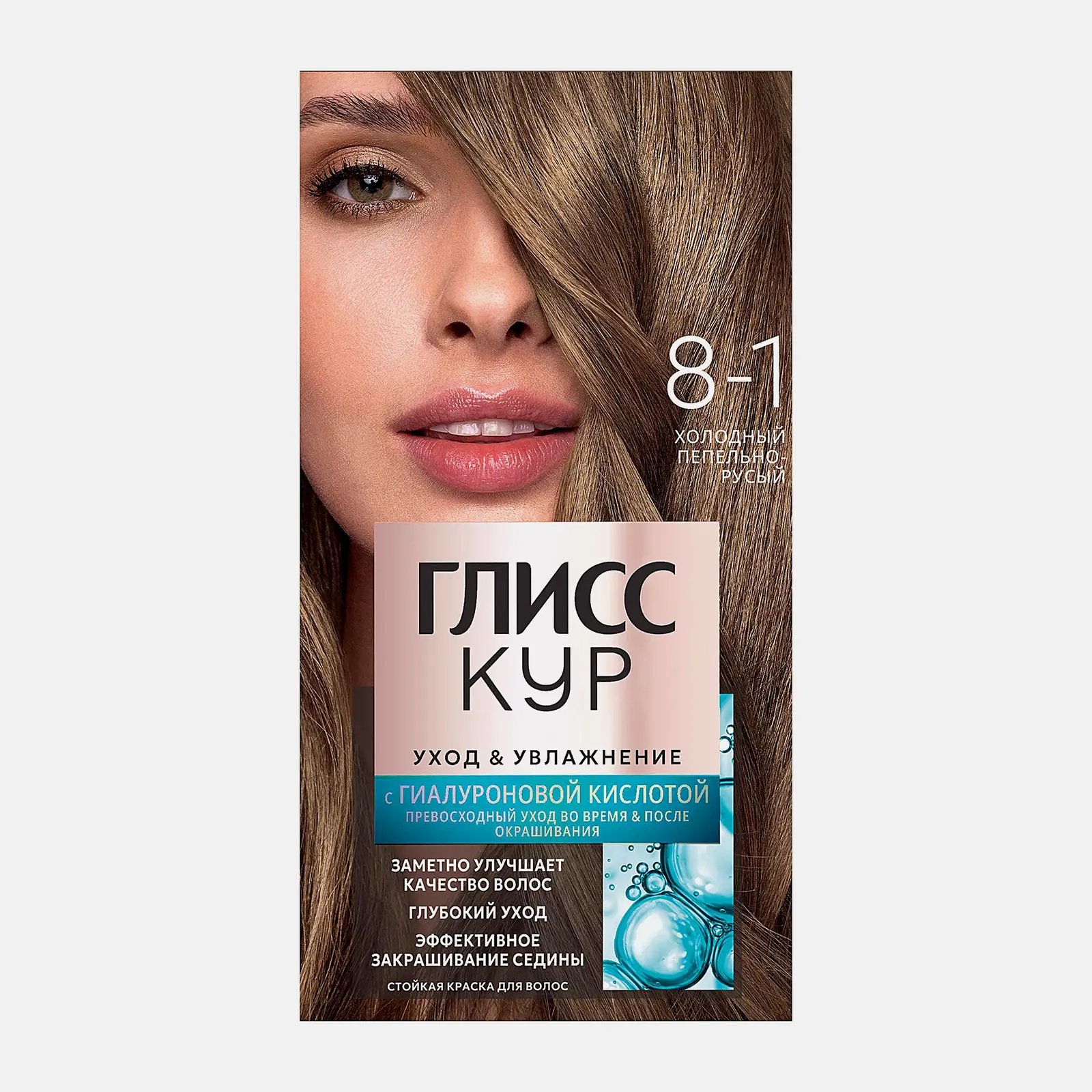 Стойкая краска для волос Глисс Кур Уход & Увлажнение профессиональная 8-1 Холодный пепельно-русый