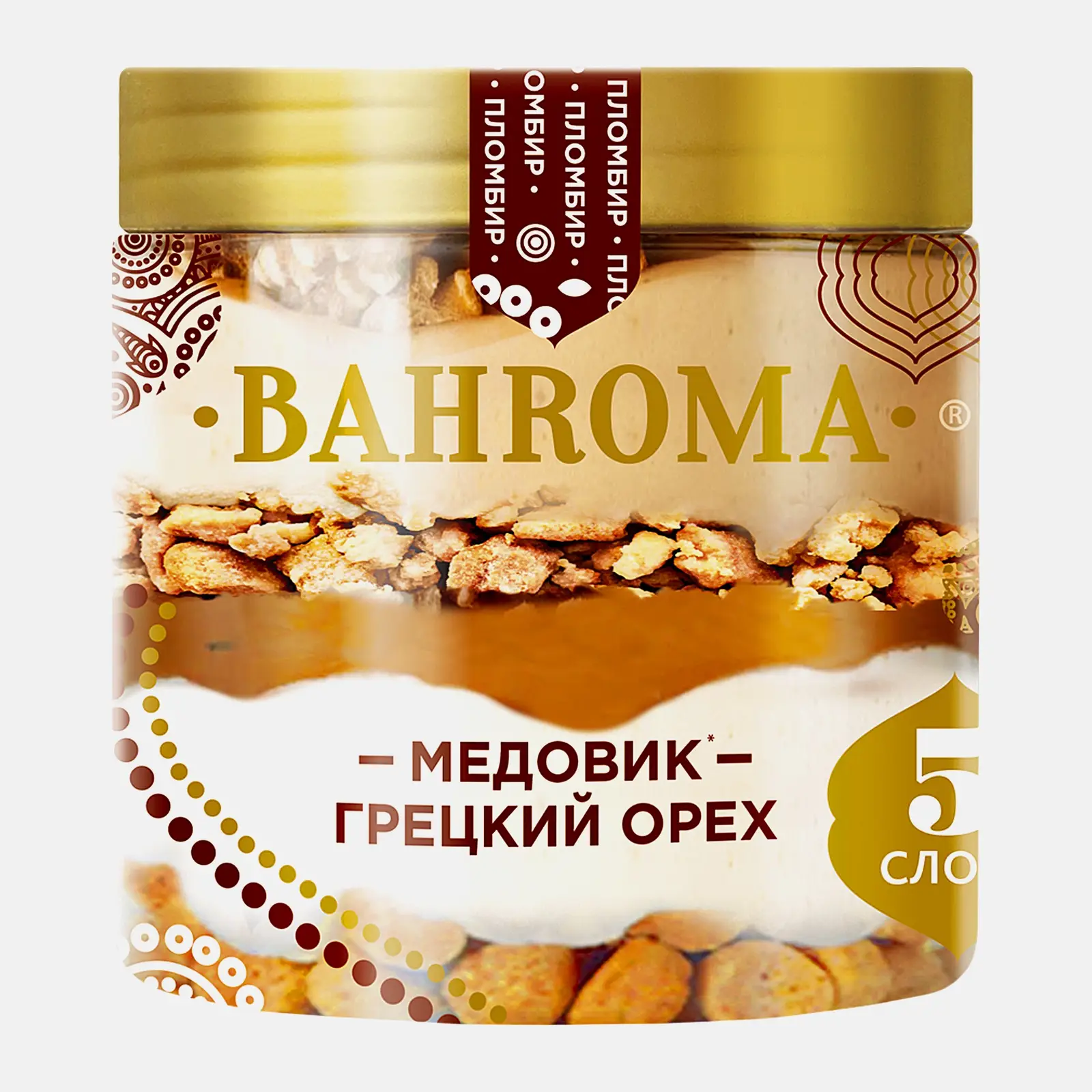 Изображение товара Мороженое Медовик пломбир с грецким орехом Bahroma 12% 320г