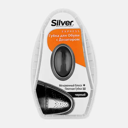 Губка для обуви Silver Premium с дозатором чёрная 6мл