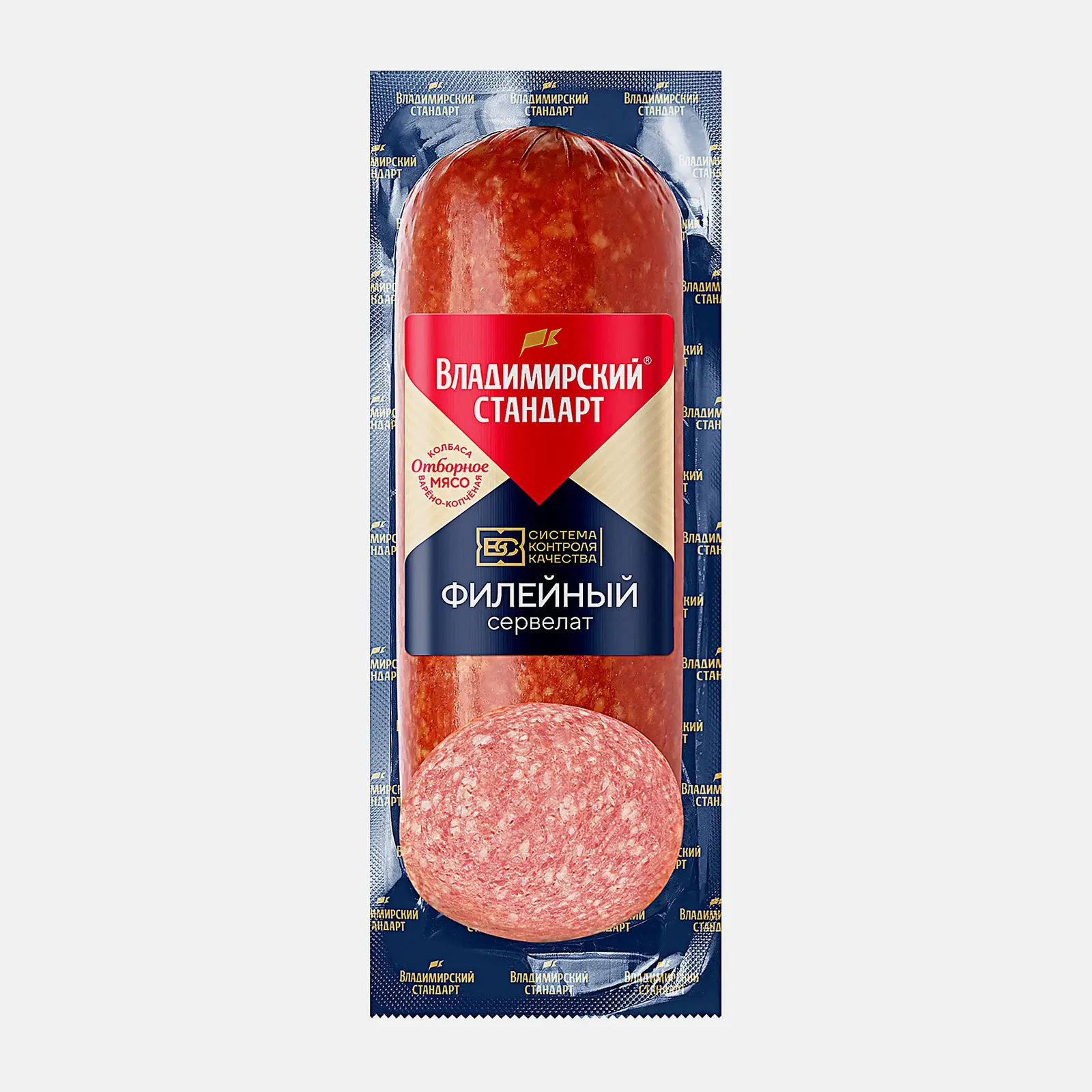 Изображение товара Колбаса Владимирский стандарт Сервелат Филейный варено-копченая 270г