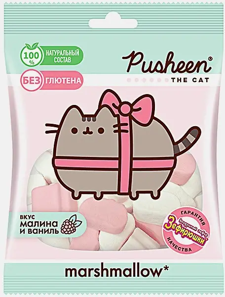 Изображение товара Воздушный зефир Pusheen 125г с малиново-ванильным вкусом