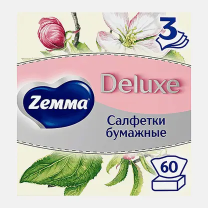 Салфетки бумажные в коробке Zewa Deluxe Арома Коллекция 3 слоя 60шт в ассортименте