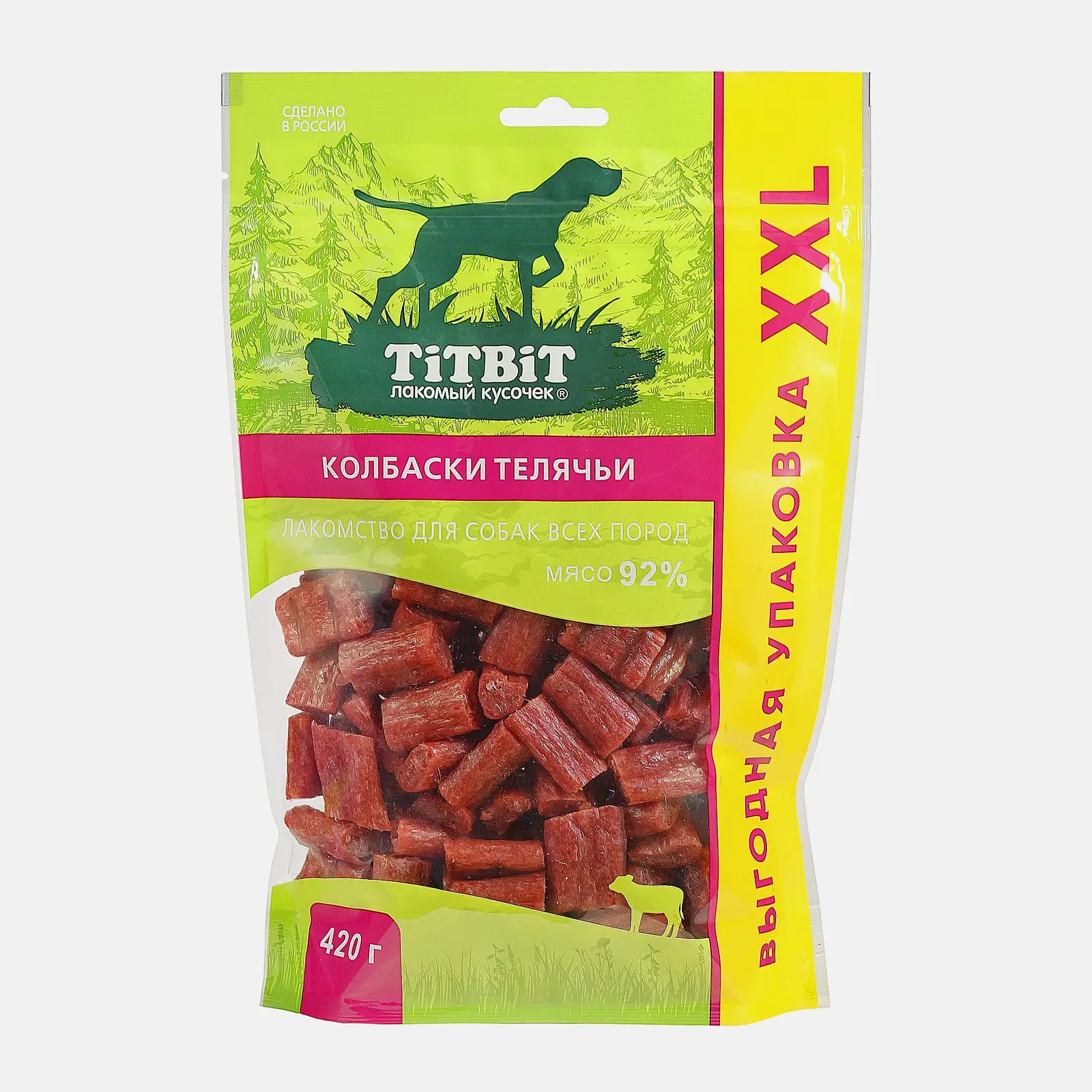 Изображение товара Колбаски телячьи для собак Titbit 420г