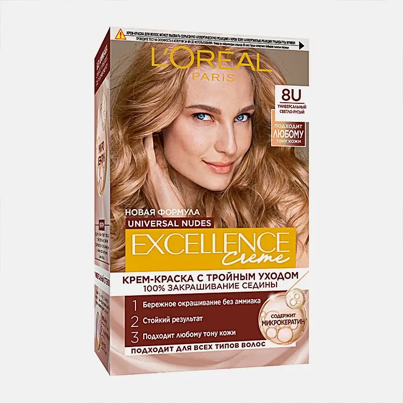 Крем-краска для волос L’Oréal Paris без аммиака Excellence Crème Универсальные Нюдовые оттенки 8U Универсальный светло-русый - фото 3