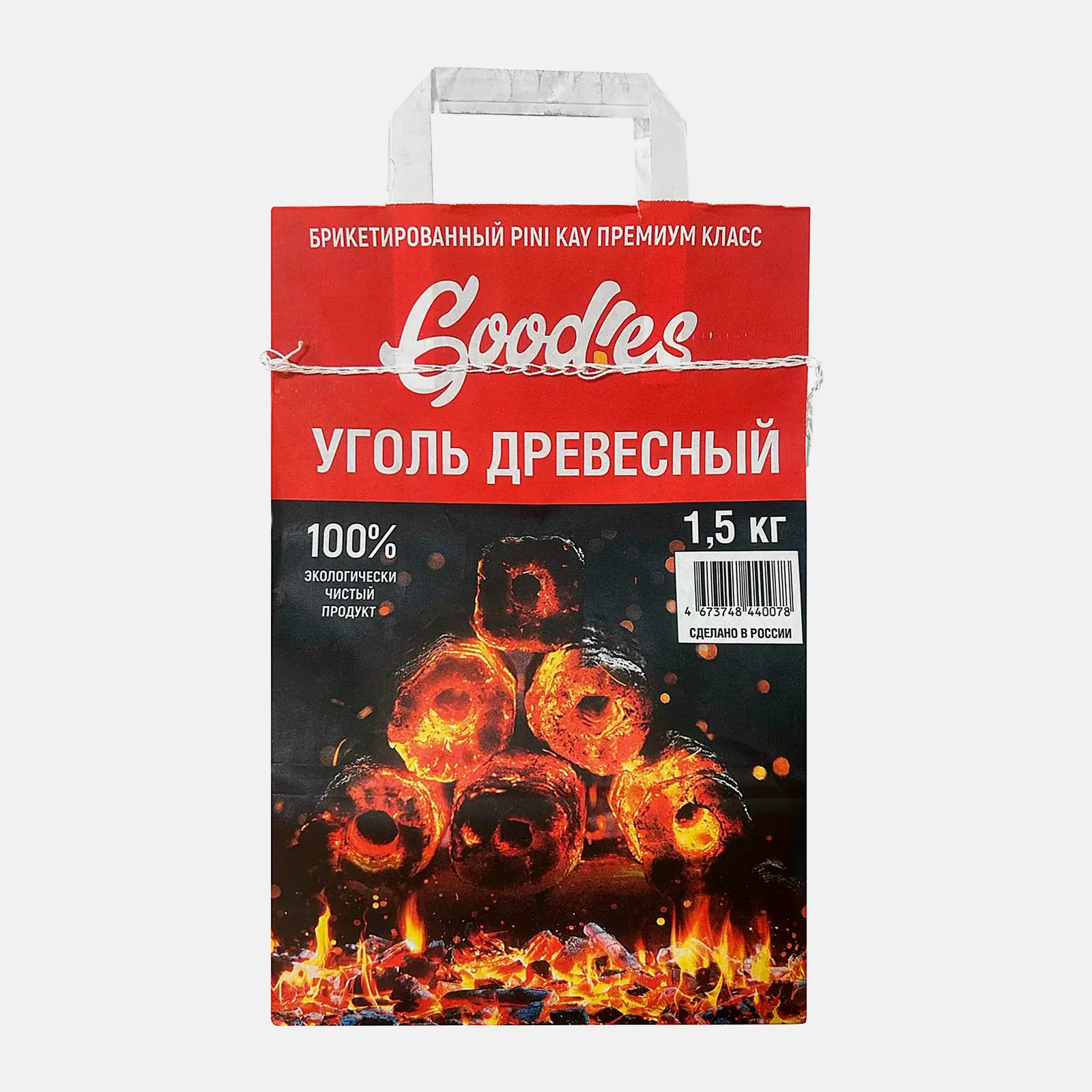 Изображение товара Древесноугольные брикеты Пини Кей 1.5кг экологичный уголь для гриля и камина