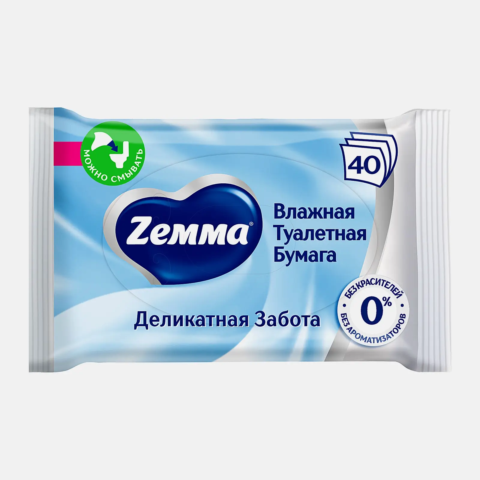 Влажная туалетная бумага Zemma Pure без аромата 40шт