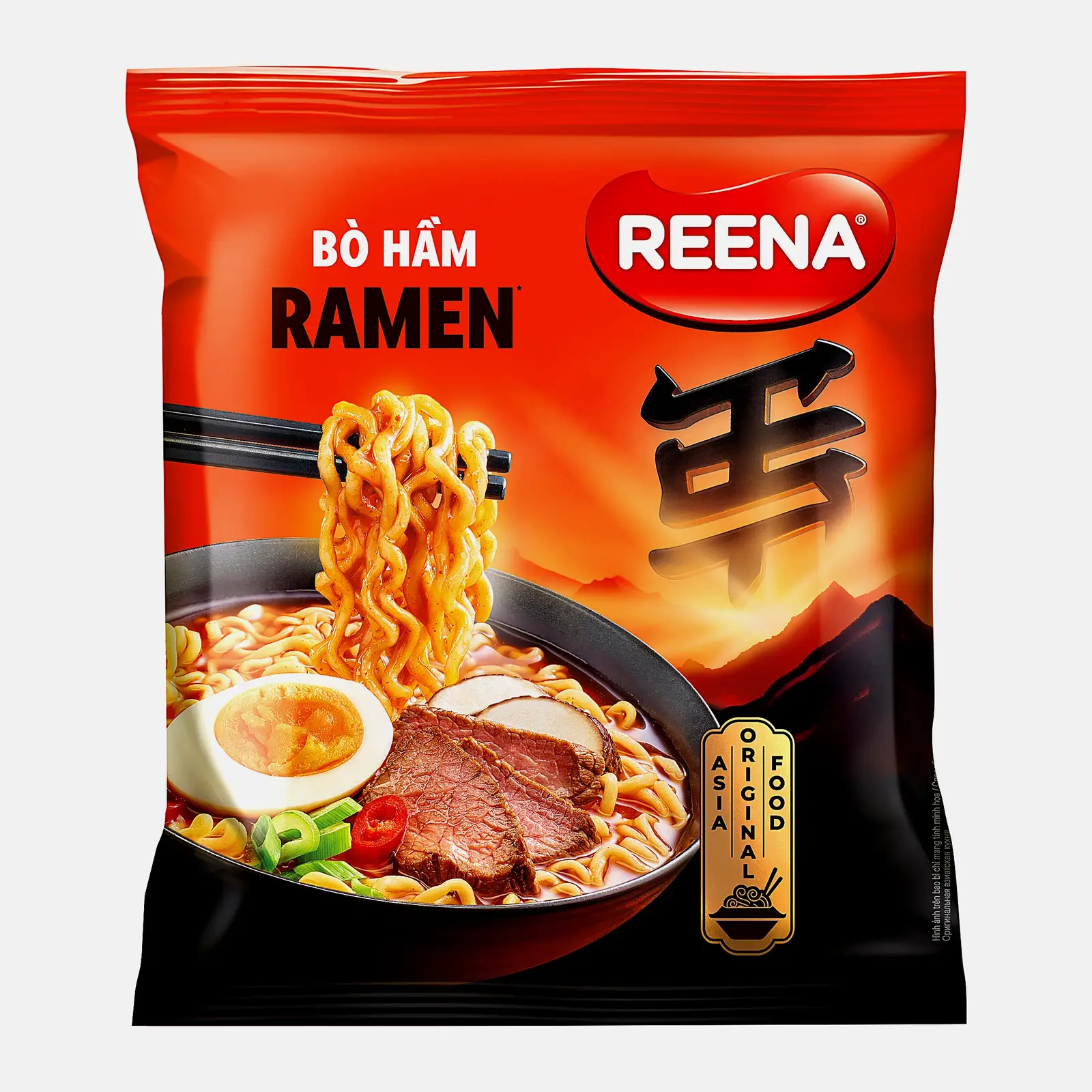 Изображение товара Лапша быстрого приготовления Reena с острым вкусом говядины 115г