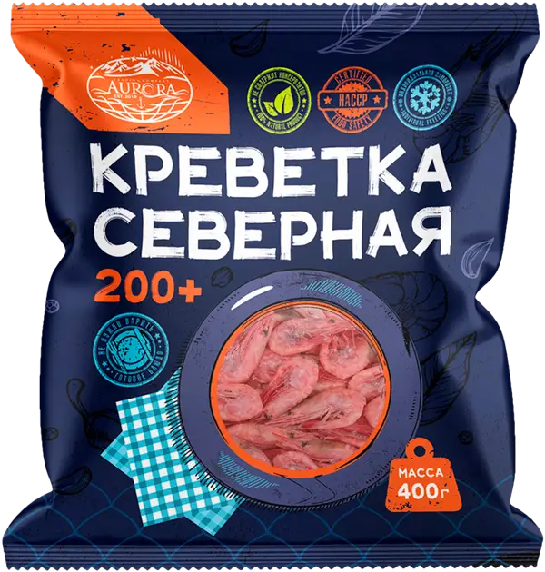 Изображение товара Креветки Aurora северные 200+ 400г варено-мороженый деликатес